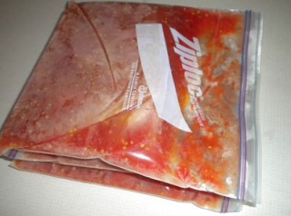 freezer bags of tomatoes