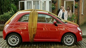 Sally seeing her Fiat 500
