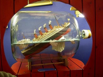 Titanic ship in a bottle
