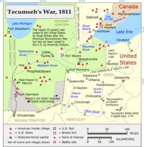 map of Tecumseh's war 1811