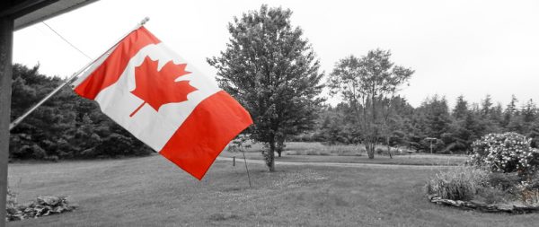 Canadian flag on porch for Canadian songs