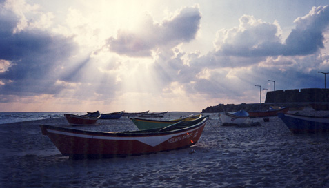 fishing boats on buarcos beach portugal 1995 photo d stewart
