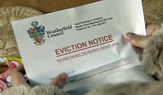 eviction notice Katie reads eviction notice