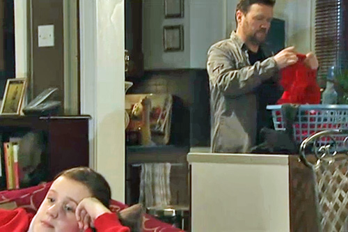 Owen-starting-laundry Owen sorting Faye's laundry - sin