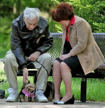  Yorkie Doodle author Bill Wynne with Yorkie in Cleveland park