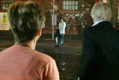 Ken-sees-Peter Ken and Deirdre see Peter in street - in vino veritas