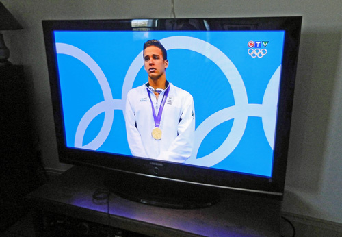 Olympics medal presentation on big screen photo d stewart